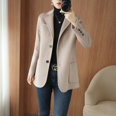 双面羊绒大衣中款小个子呢子外套