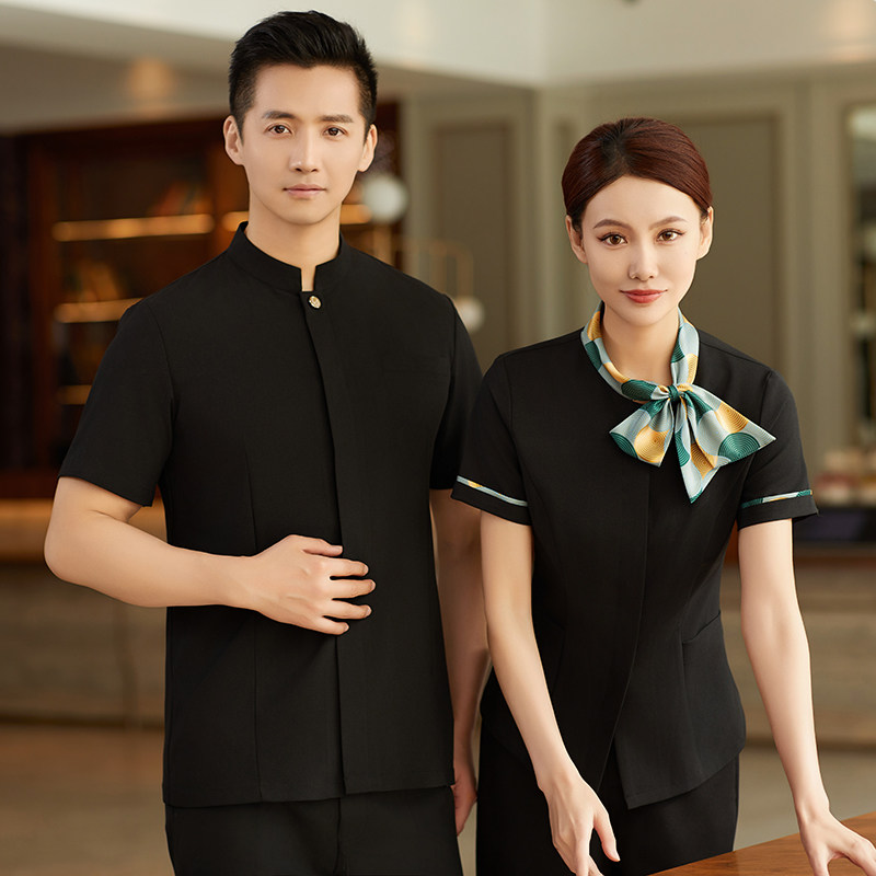 高端饭店中式餐饮服务员工作服女图片