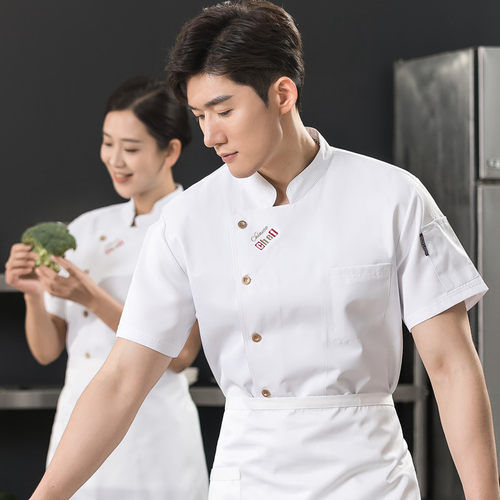 饭店餐饮厨师工作服短袖夏季定制