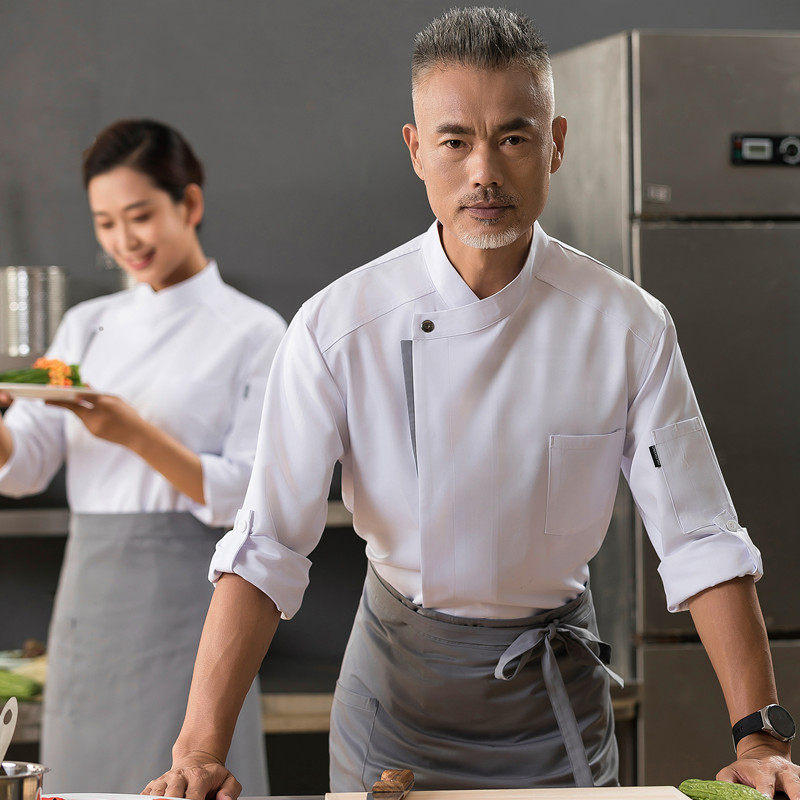 酒店高端厨师工作服长袖饭店西餐烹饪学校食堂蛋糕烘焙秋冬装定制,男装,工装制服,淘宝优惠券,粉丝福利购,淘宝优惠卷