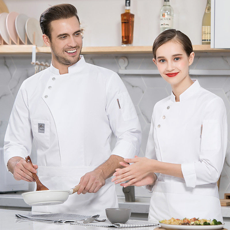 特斯美酒店高端厨师工作服纯棉长袖蛋糕烘焙甜品饭店餐饮定制秋冬