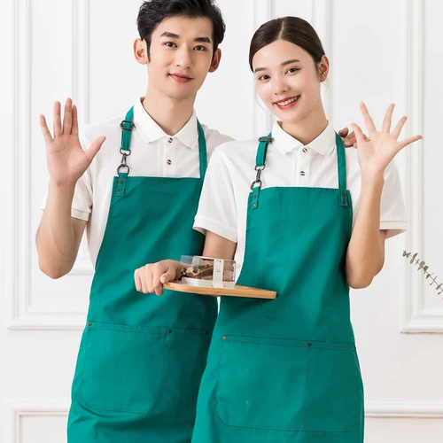 Зеленый фартук, кофейный чай с молоком для маникюра, делается под заказ, с печатью вашего логотипа