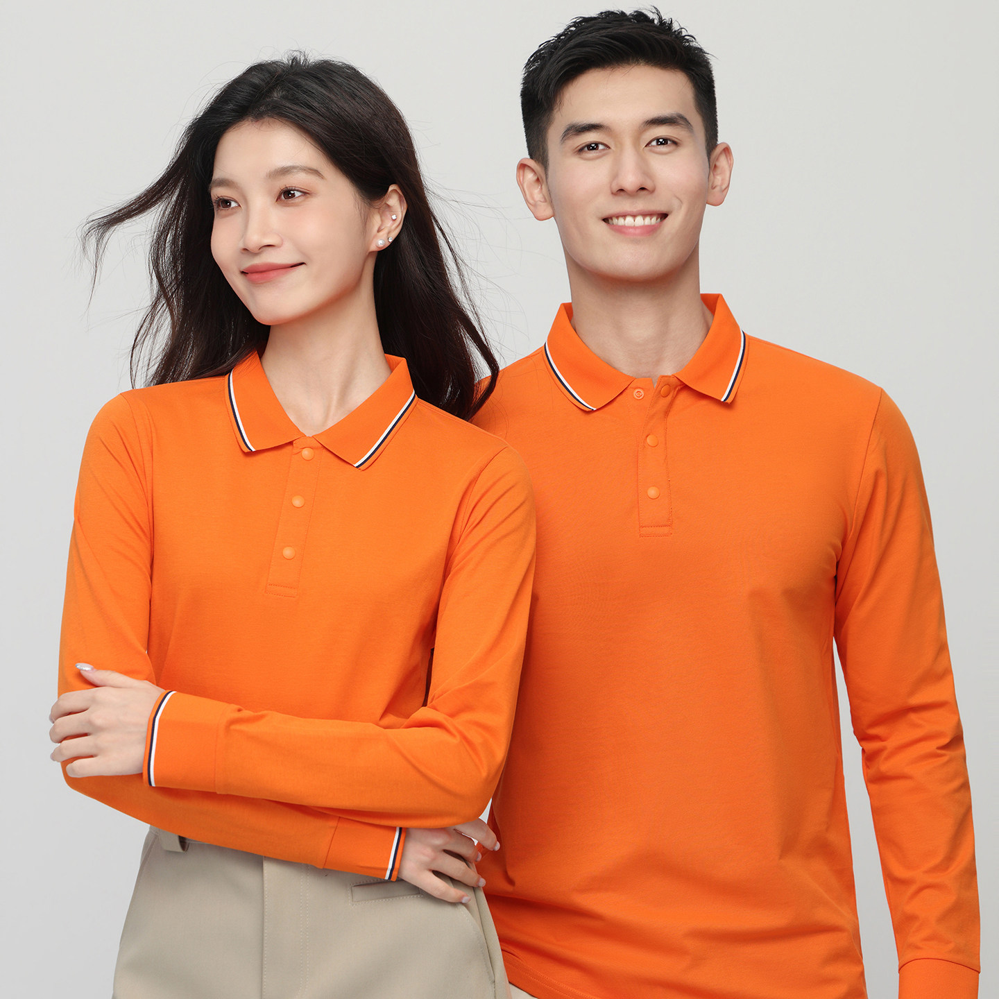高端polo定制工作服长袖涤棉t恤图片