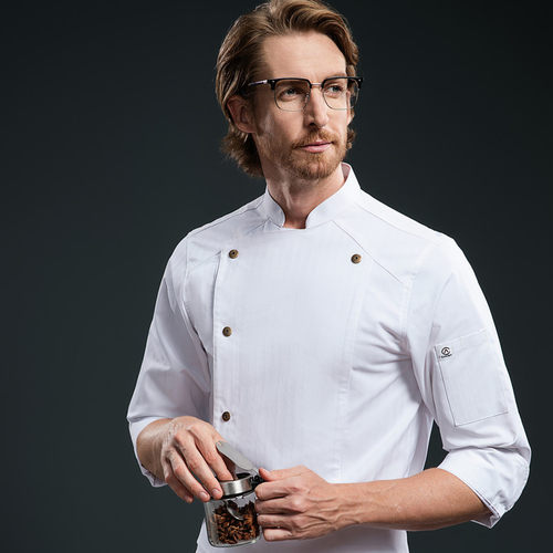 高端厨师长工作服男短袖定制夏季