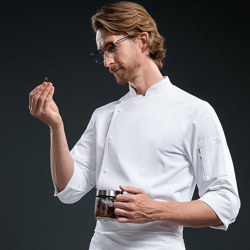 星级餐厅高端厨师长工作服酒店西餐烹饪大师行政总厨长袖秋冬定制