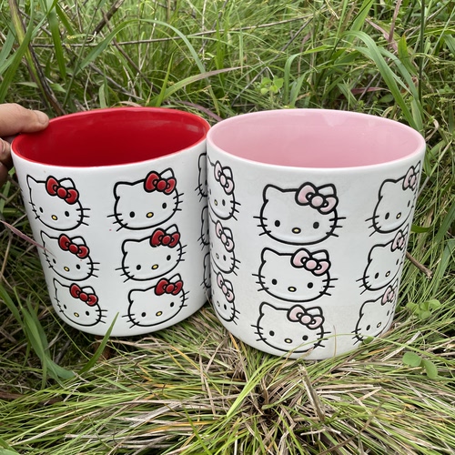 hellokitty 可爱陶瓷花盆手绘放筷子筒带孔厨房饭勺收纳罐凯蒂猫