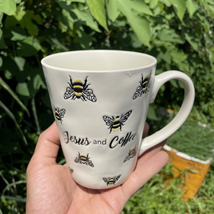 手绘可爱小蜜蜂外贸陶瓷水杯马克杯咖啡杯家用喝水大容量杯子茶杯