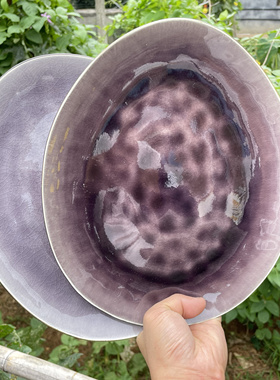 紫色冰裂纹开片恐龙蛋陶瓷异形大盘高颜值餐具酒店餐厅水果沙拉盘