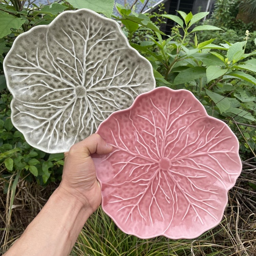 粉色卷心白菜盘高级感绿色陶瓷盘网红蔬菜异形盘家用菜盘甜品摆盘