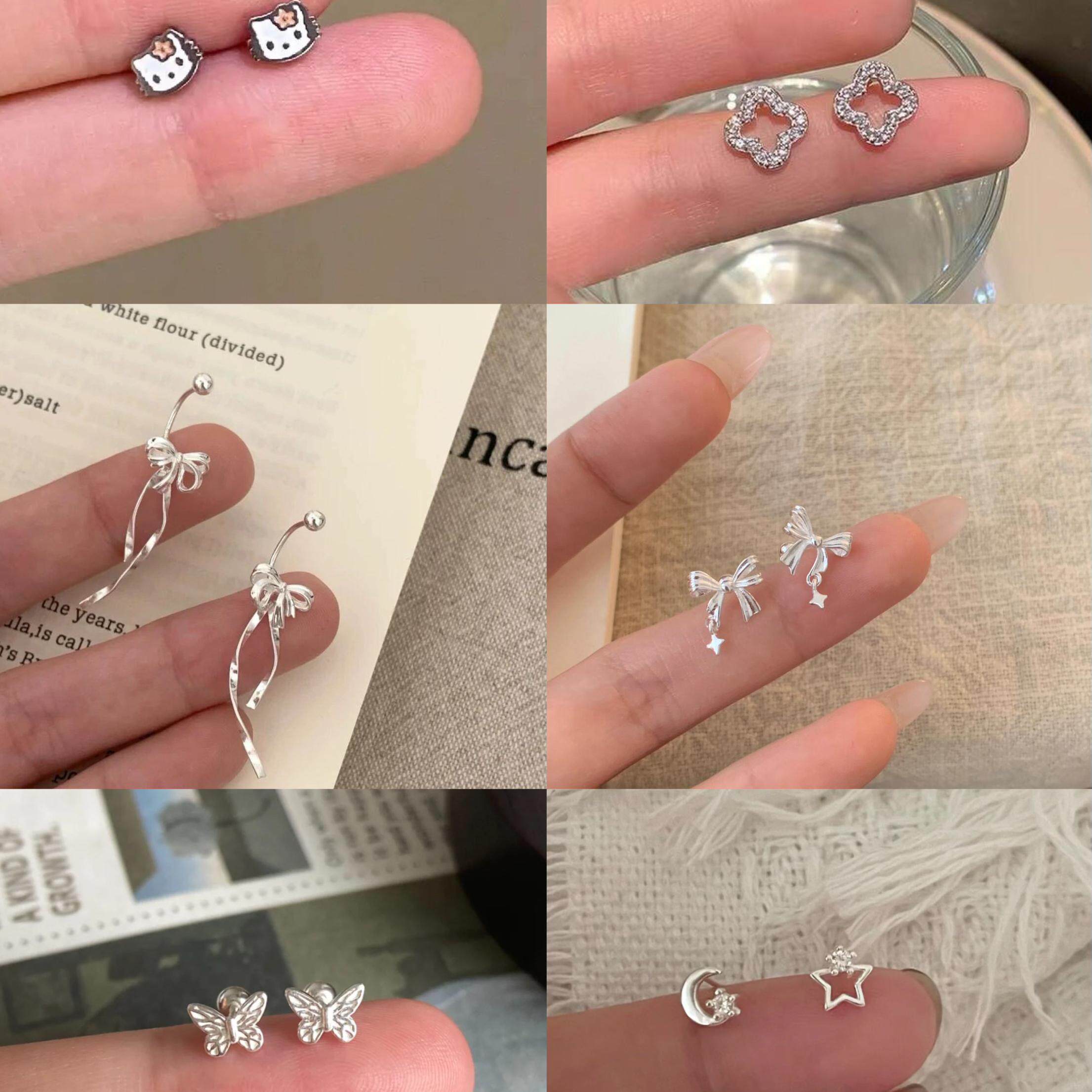 阿星手作足银Kt蝴蝶星星月亮耳钉