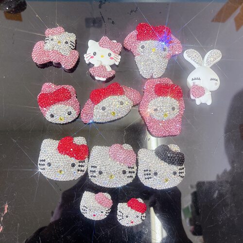 HelloKitty镶钻手机壳包包diy饰品配件立体kt猫美乐蒂手工贴钻