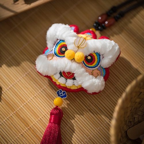 车挂件醒狮平安符刺绣diy材料包