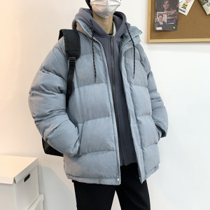 衣外套男潮ins冬季加厚发光条假两件韩版潮流情侣新款冬装P75图片