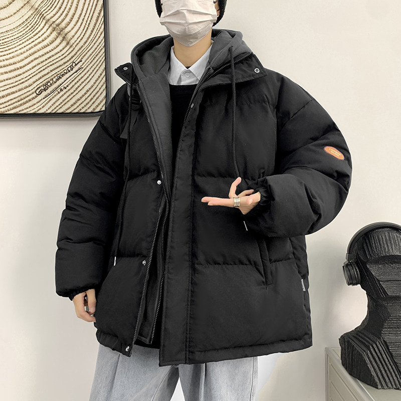 韩版宽松假两件连帽衣外套男港风休闲羽绒大码服MY3012P75,男装棉衣,星座1109-2