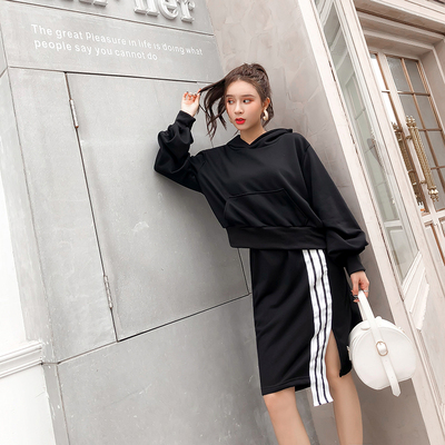 韩国东大门时尚套装女2018秋新款连帽卫衣开
