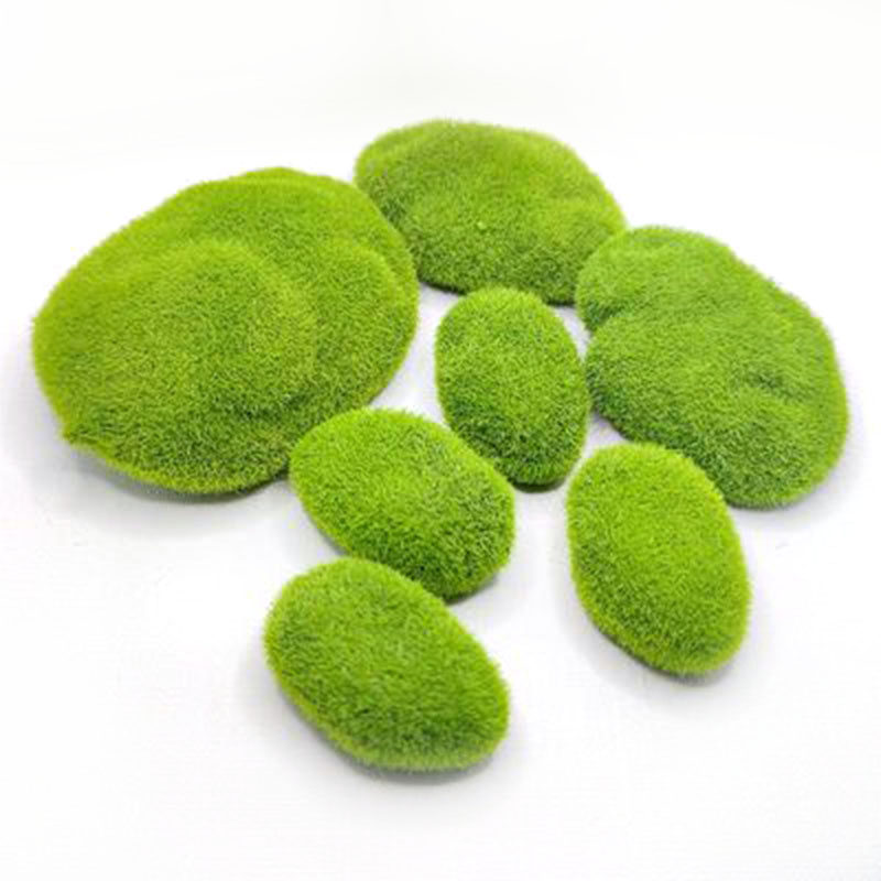 创意DIY微景观苔藓石摆件 仿真苔藓球假石头生态瓶装饰草坪