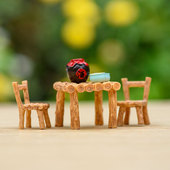 微景观DIY组盆配件桌子椅子酒坛木水桶竹筐蒸笼食玩复古树脂摆件