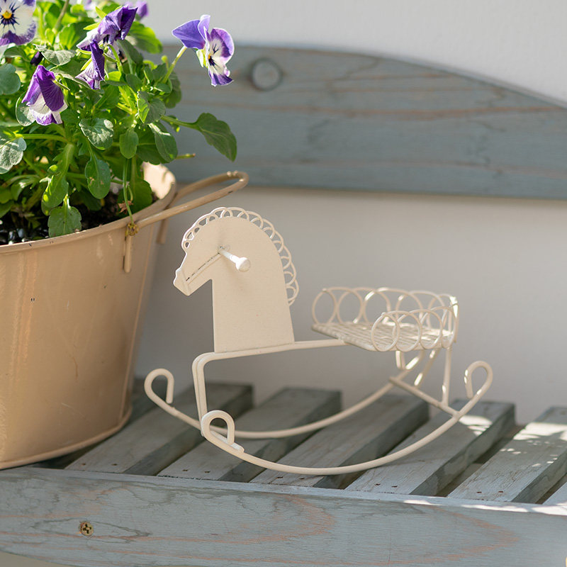 迷你铁艺木马摇摇椅童趣摇摇马儿童房橱窗花园装饰桌面小摆件