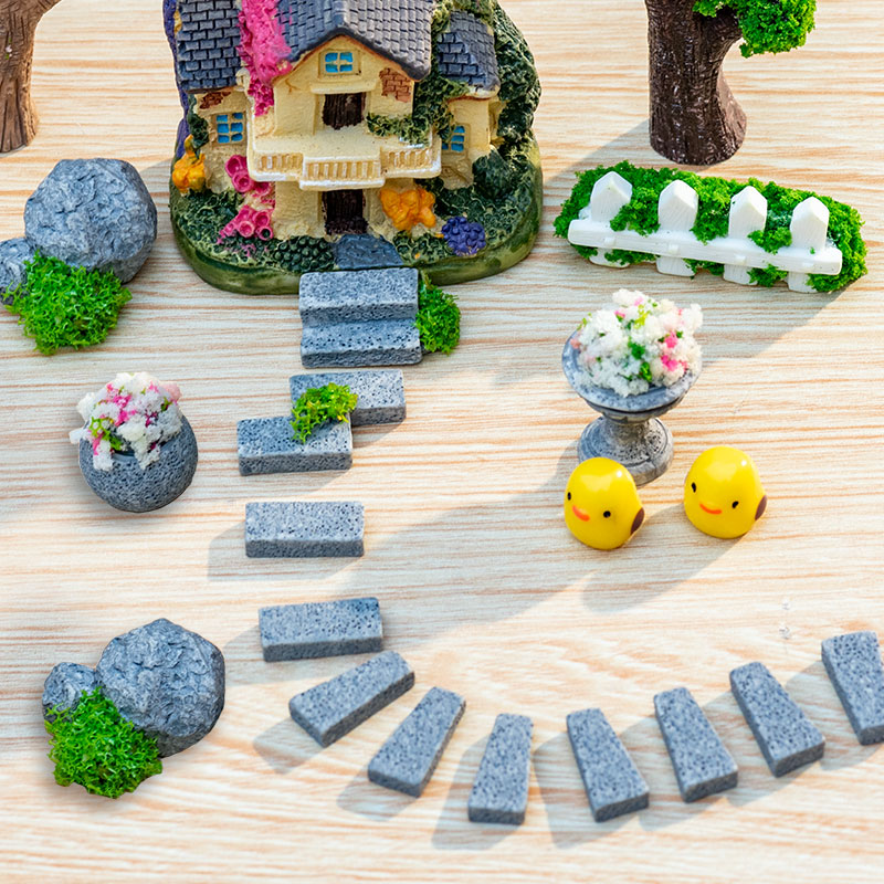 微景观造景小石板仿真花坛台阶