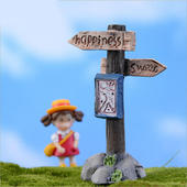 卡通zakka杂货迷你幸福路标指示牌 树枝 拍摄道具小摆件路牌