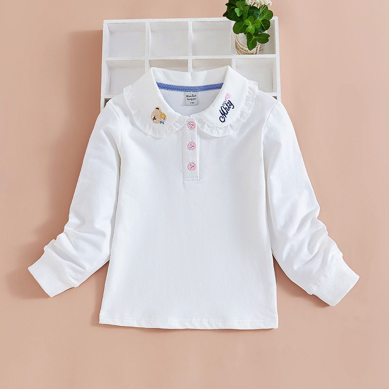 白色翻领纯棉2024新款上衣洋气