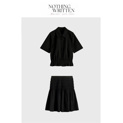 【现货】Nothing Written Narchi翻领收腰短袖衬衫黑色26春季新品