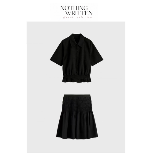 【现货】Nothing Written Narchi翻领收腰短袖衬衫黑色26春季新品