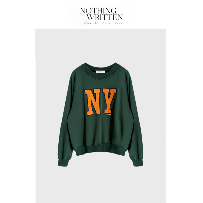【现货】Nothing Written Narchi韩国圆领撞色字母贴布绣套头卫衣