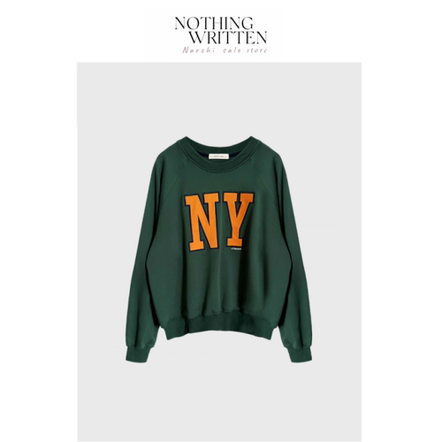 【现货】Nothing Written Narchi韩国圆领撞色字母贴布绣套头卫衣