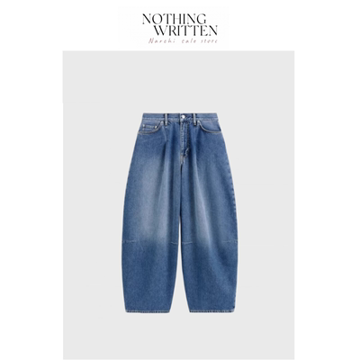 【现货】Nothing Written Narchi休闲版型中腰桶形牛仔裤蓝色新品