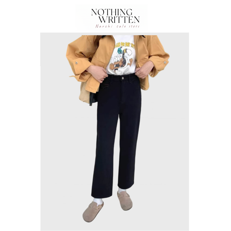 【现货】Nothing Written Narchi抗寒能手加绒加厚九分阔腿牛仔裤,女装/女士精品,大码裤装,淘宝优惠券,粉丝福利购,淘宝优惠卷