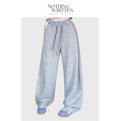 【现货】Nothing Written Narch缪系少女松紧腰抽绳直筒卫裤休闲