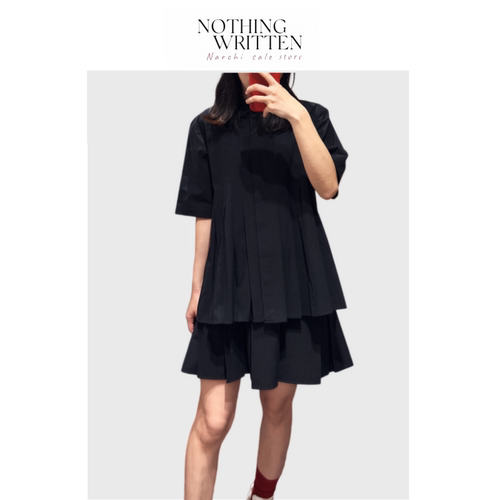 【现货】Nothing Written Narchi标准版型百褶衬衫上衣百褶短裤