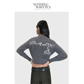 Narchi羊毛字母刺绣针织拉链开衫 Written Nothing 上衣 现货