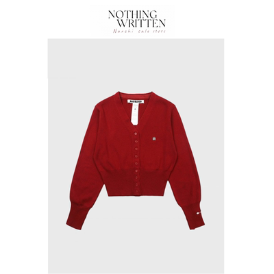 【现货】Nothing Written Narchi美式毛衣针织开衫女显瘦V领毛衫