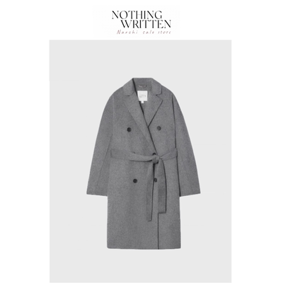 【现货】Nothing Written Narchi宽松版型羊毛混纺刷纹系带大衣女