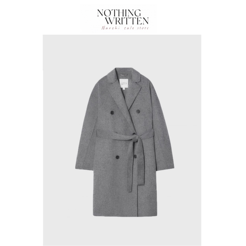 【现货】Nothing Written Narchi宽松版型羊毛混纺刷纹系带大衣女