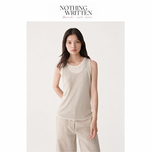 【现货】Nothing Written Narchi亚麻混纺两件套针织背心无袖上衣