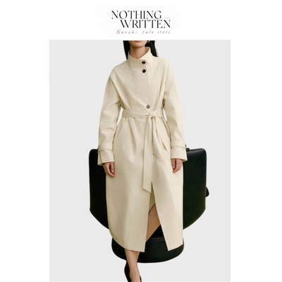 【现货】Nothing Written Narchi简约风立领收腰立领风衣外套春季