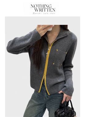 【现货】Nothing Written Narchi 100%山羊绒撞色拉链针织开衫女
