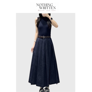 Written Nothing Narchi复古拼接牛仔连衣裙气质背心长裙 现货
