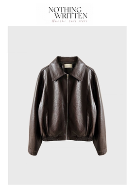 【现货】Nothing Written Narchi韩国水洗荔枝皮短皮衣机车服夹克