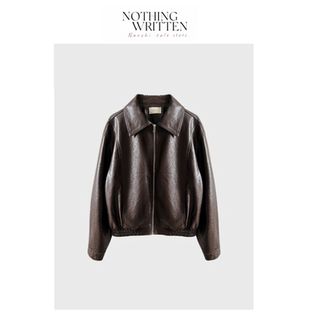 【现货】Nothing Written Narchi韩国水洗荔枝皮短皮衣机车服夹克