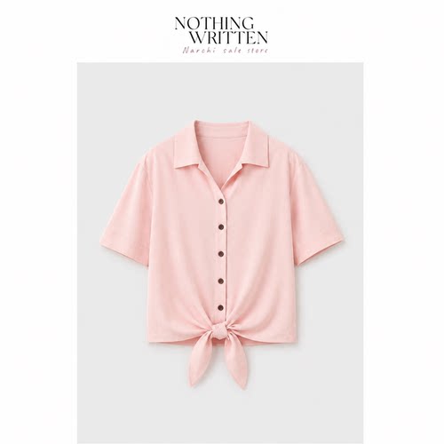 【现货】Nothing Written Narchi女装前襟系带针织衫衬衫式短袖夏