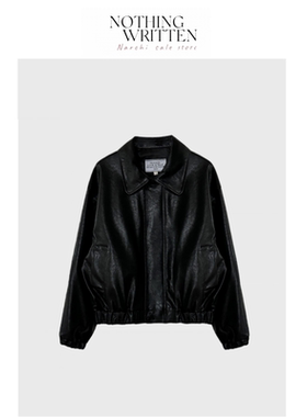 【现货】Nothing Written Narchi韩国复古翻领大口袋机车皮衣外套