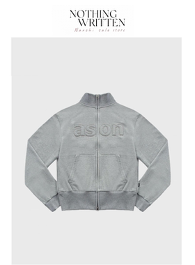【现货】Nothing Written Narchi韩系字母贴布刺绣拉链卫衣外套女
