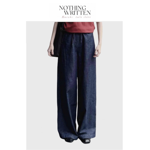 【现货】Nothing Written Narchi休闲版型抽绳腰边阔腿牛仔裤新品