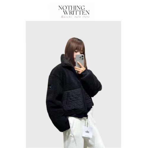 【现货】Nothing Written Narch棕色羊羔连帽短外套立领拉链夹克