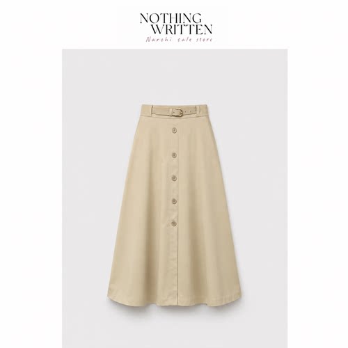【现货】Nothing Written Narchi半身裙女显瘦A字单排扣通勤伞裙