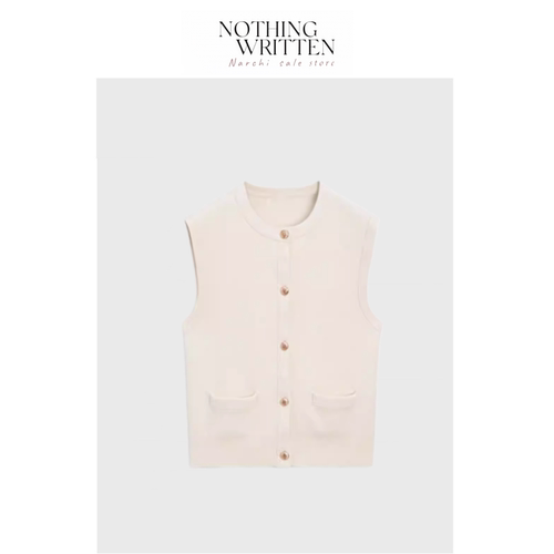【现货】Nothing Written Narchi口袋装饰单排扣针织马甲背心上衣
